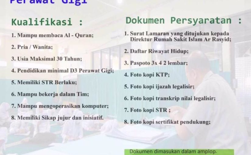 Lowongan Kerja Perawat Gigi di RS AR RASYID Palembang